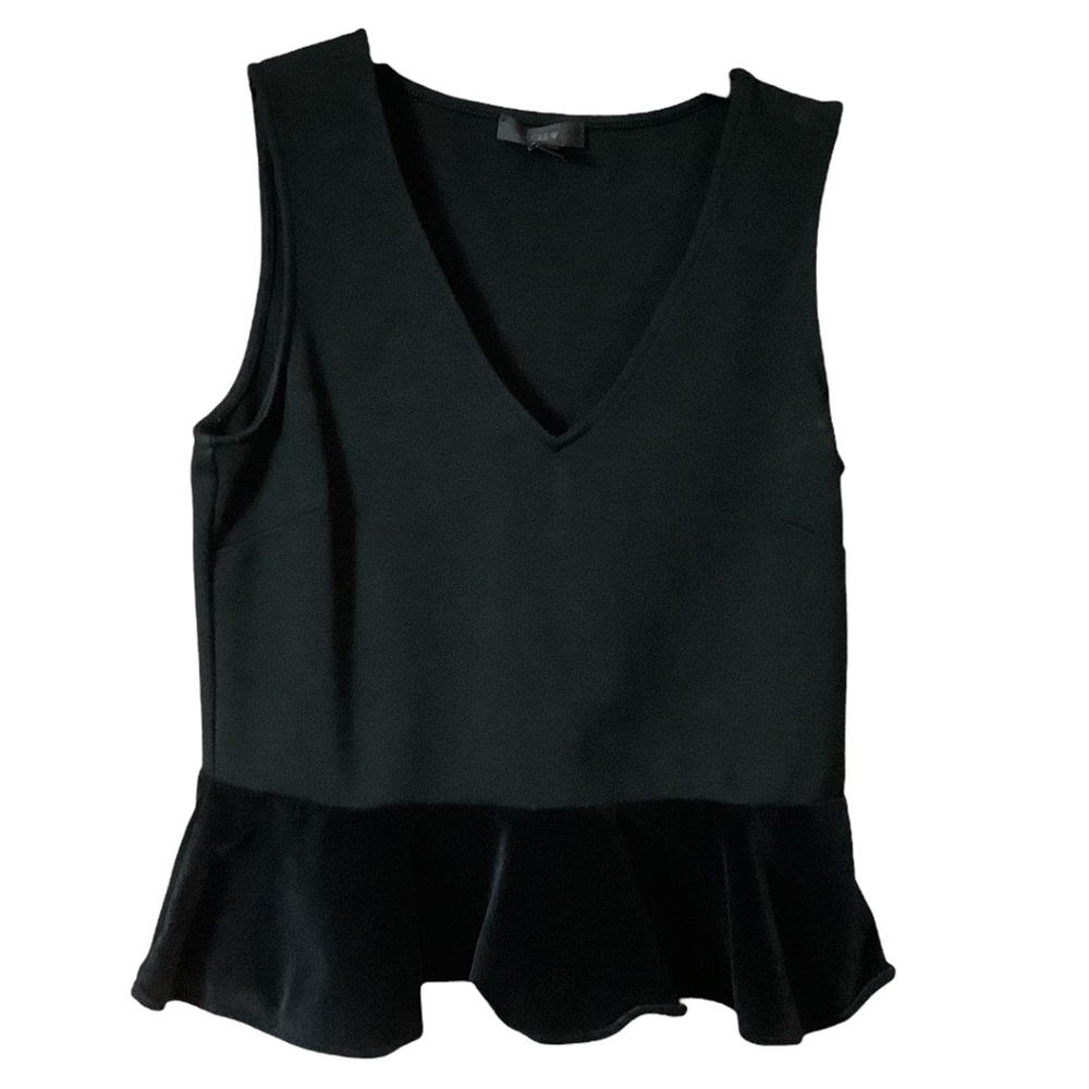 Black J. Crew Peplum Sleeveless V-neck Top Blouse